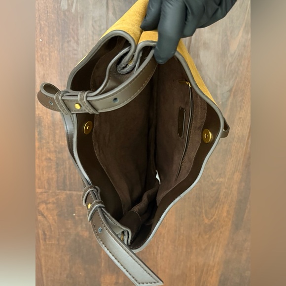 NWT ZARA Suede Leather Shoulder Bag – Brown Cowhide & Camel - Equestrian Boho - Picture 12 of 17